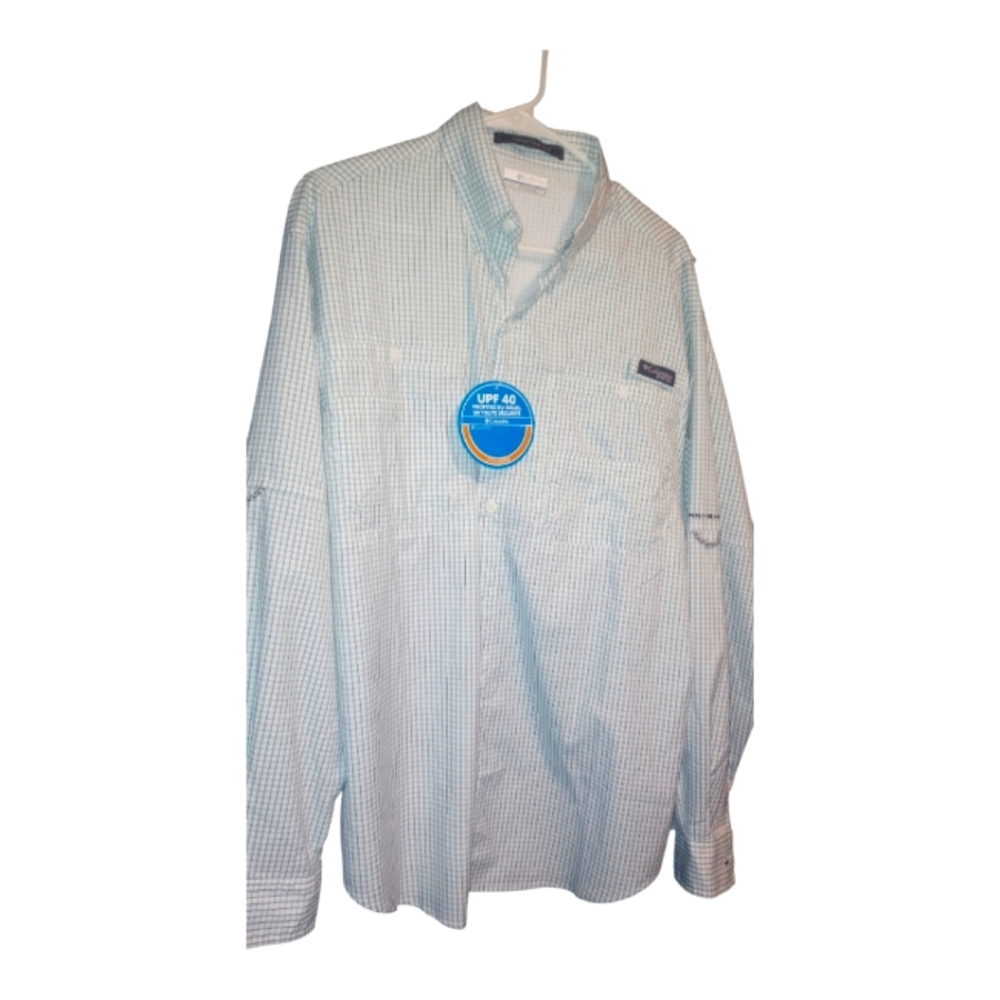 New Columbia plain causal long sleeve button down men's collared shirt size M